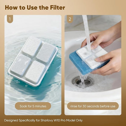 8 Pack Dog Water Fountain Filter Replacement Fit for Sharlovy W10 Pro | Pet Water Filter & Sponge Filter for Dog Water Bowl Dispenser, 4 Months Set Easy-Swap for Dogs and Cat Fountain