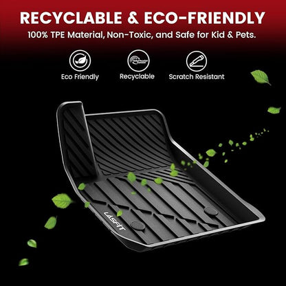 LASFIT Floor Mats for Cadillac XT4 2019-2025, All Weather TPE Custom Fit Automotive Floor Mats for Cars, 1st and 2nd Row Car Floor Mats Full Set for Cadillac XT4 Accessories, 3 PCS, Black