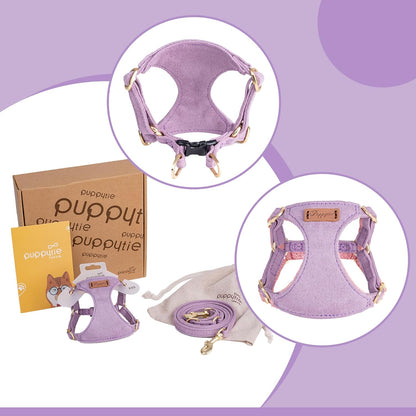 Puppytie No Pull xs Dog Harness with Multifunction Dog Leash,Soft Adjustable No Choke Escape Proof Pet Harness Vest,Light Purple,XS