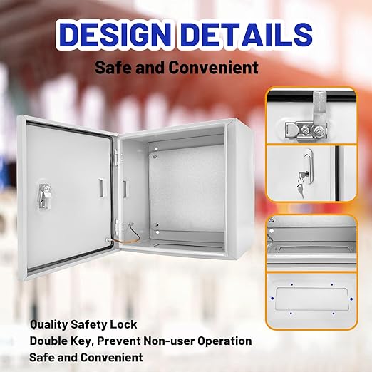 Outdoor Electrical Box 20 x 20 x 8''D NEMA 4X Enclosure Steel Box, Waterproof &