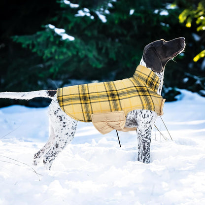 Kuoser Warm Dog Coat, Waterproof Dog Jacket for Extra Large Dogs, Adjustable Durable XXL Doggie Winter Coat Reversible Puppy Cold Weather Apparel from Small to Large Breed, Yellow XXL