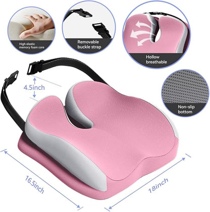 Seat Cushions for Office Chairs Wheelchair Cushion for Long Sitting Back Pain，Memory Foam Seat Car Computer Desk Chair Cushion，Coccyx Cushion for Tailbone Pain Relief Cushion Office Chair Butt Pillow