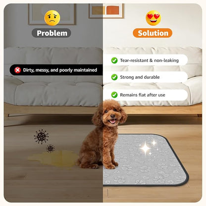 LOOBANI 2 Pack Extra Large Washable Pee Pads for Dogs 54"x54", Gray | Non-Slip Reusable Dog Mat, Super Absorbent & Waterproof Whelping Pads For Floor, Bed, Incontinence, Housebreak, Leak-Proof
