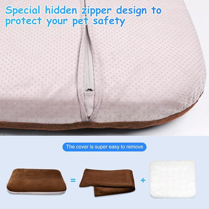 Magic Dog Super Soft Extra Large Dog Bed, 47 Inches Orthopedic Foam Dog Beds for XL Dogs, Jumbo Pet Bed with Anti Slip Bottom, Dog Sleeping Mattress with Removable and Washable Cover, Dark Brown