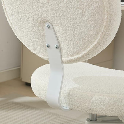 Cross Legged Office Chair for Adults, Criss Cross Office Chair with Wheels, Adjustable Meditation Chair with Lumbar Support, ADHD Desk Chair for Home Office, Ivory