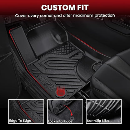 LASFIT Floor Mats and Cargo Liner for Ford Escape Gasoline 2020-2025 2026 (NOT for Hybrid Models) All Weather Protector TPE Custom Fit Car Floor Liners, 1st & 2nd Row & Trunk Set, 4PCS Black