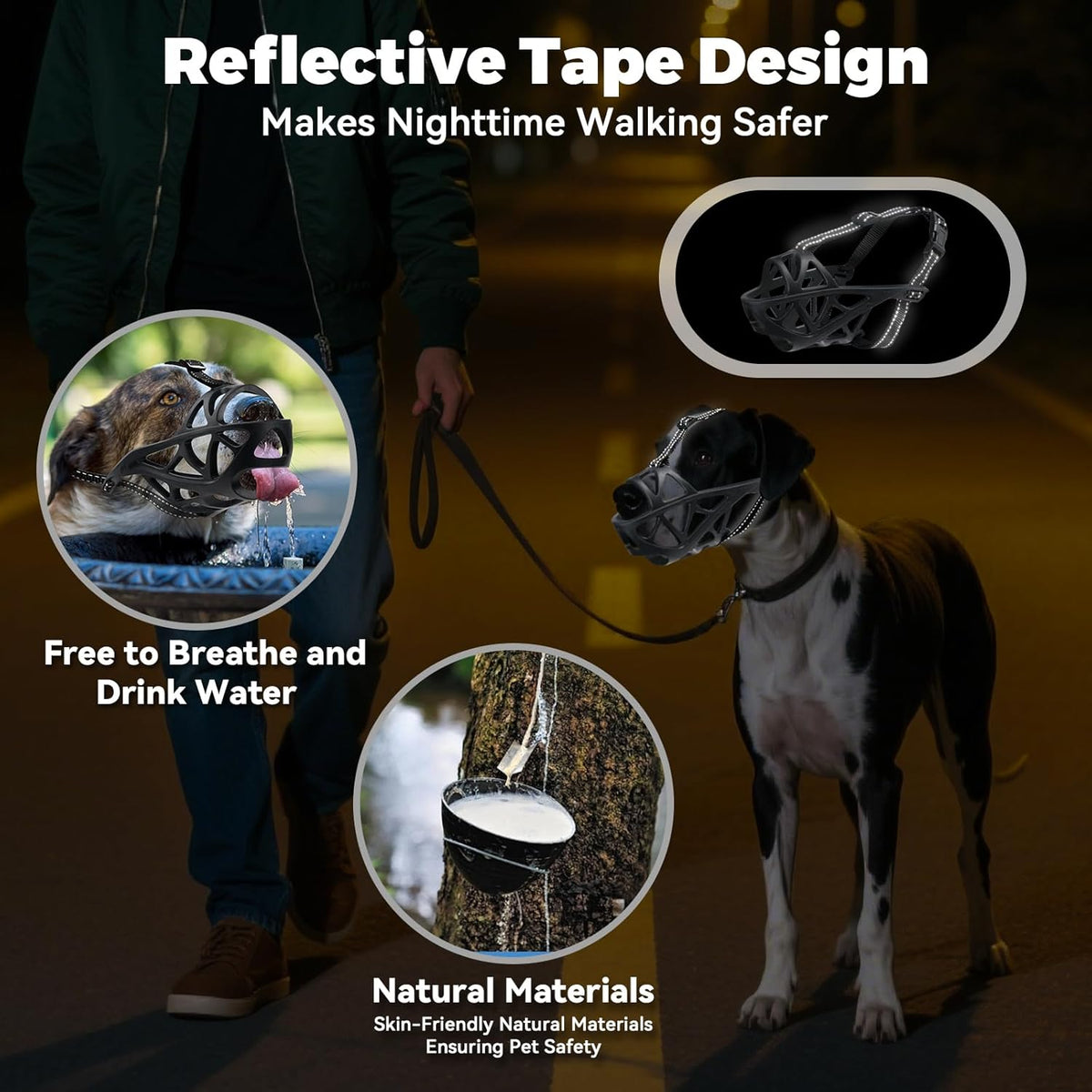 Dog Muzzle for Large Dogs, Medium and X-Large Aggressive Dog, Breathable Basket Muzzles, Suitable for Grooming Trimming Training, Allows Panting Drinking (Black, L)