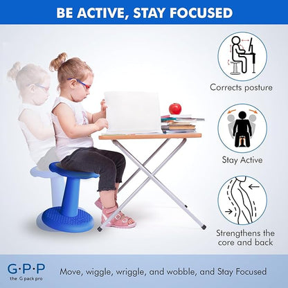 Gpack-pro Kids Wobble Stool – Improves Focus Attention – Non-Slip Base - Wiggle Chair Active Flexible Seating for Preschool Kindergarten Elementary School Party 14-Inch High (Blue)