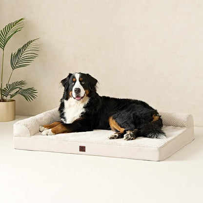 EHEYCIGA Extra Large Dog Bed Othorpedic, Memory Foam XL Dog Bed with Washable Removable Cover, Waterproof Pet Sofa Couch XLarge Size Dogs with Nonskid Bottom, 44x32x6.5, Beige | Washable Removable Cover, Waterproof Flat Pet Sofa Couch with Nonskid Bott...