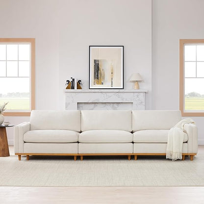 CHITA Super Large Luxury 3 Seat Sectional Modular Sofa, Down Filled Modern Sofa, Deep Seat Comfty Cloud Couch, 118 inch Width, 3 Seat Couch, Solid Wood Leg, Linen