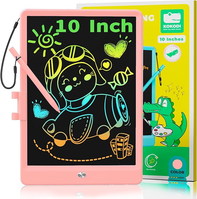 KOKODI LCD Writing Tablet,Gifts for 3 Years Old Boys and Girls,10 Inch Colorful Doodle Board Drawing Tablet, Erasable Reusable Electronic Drawing Pads, Educational and Learning Toy for Kids