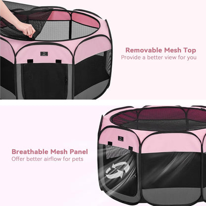 A4Pet Playpen for Dogs Indoor, 49” Dog Playpen Indoor with Bowl, Suitable for Puppies, Kittens, and Small Animals, Removable Zipper & Mesh Panel(19”W × 12”H)