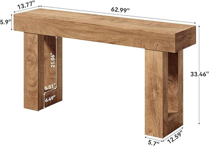 LITTLE TREE 63 Inches Long Console Table for Entryway, Sofa Table Behind Couch, Wooden Entry Table Foyer Hallway Table, Industrial Console Sofa Table for Living Room, Oak Color