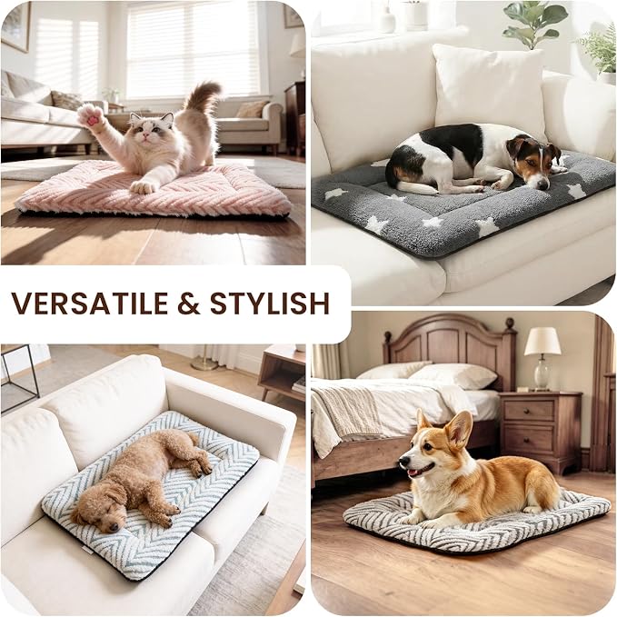 Mora Pets Dog Crate Pad Washable Puppy Dog Bed for Crate Flat Kennel Mat | Soft Dog Cat Bed Mat, Crate Pad for Dog Cages Cozy Sleeping Liner, Dog Pillow Cushion for Small Medium Pets Anti Slip 30 x 19