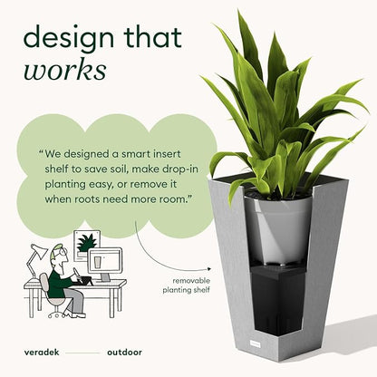 Veradek V-Resin Indoor/Outdoor Taper Planter, 2-Pack (24 inch, Gray)
