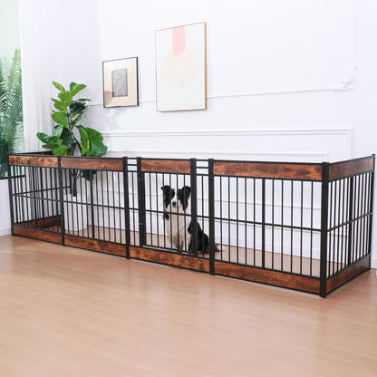 Dog Playpen, 31.5" Height Dog Pen Indoor, Heavy Duty, Safe and Sturdy, Furniture Style Puppy Pen (12 Panels (31.5" High), Rustic Brown)