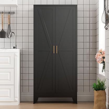 COFaR Black Farmhouse Storage Kitchen Pantry Cabinet