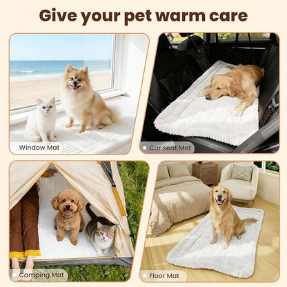 Couch Cover for Dogs Washable, Non Slip Couch Covers for 3-4 Cushion Sofa Pet Friendly, Fuzzy Pet Couch Cushion Covers for Dog,Thick,Soft for Sofa Protector (White, 27.6" x 82.7"/70 x 210cm)