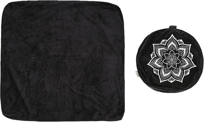 Meditation Zafu Cushion Set with Buckwheat Hulls & Memory Foam - Ergonomic Support for Yoga & Sitting - Removable Machine-Washable Luxury Velvet Cover - for Adults and Kids (Black（COVER ONLY))