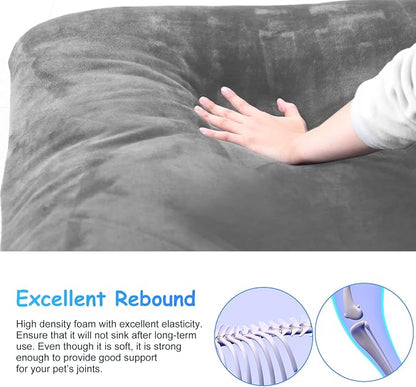 Magic Dog Super Soft Large Dog Bed, 39 Inches Orthopedic Foam Pet Beds with Anti Slip Bottom, Dog Sleeping Mattress with Removable and Washable Cover, Grey