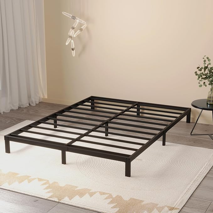 8 Inch Full Size Bed Frame No Box Spring Needed, Heavy Duty Metal Platform Bed Frame Full Support Up to 3000 lbs, Easy Assembly, Noise Free, Black