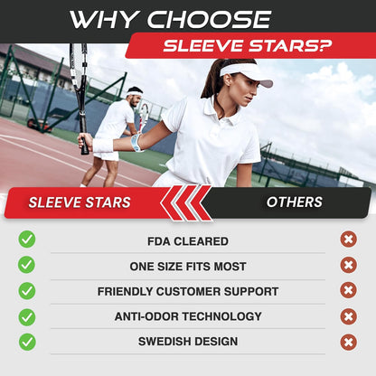 Sleeve Stars Tennis Elbow Brace for Men & Women, Tendonitis Elbow Brace & Strap Golfers Elbow Brace Counterforce Band for Tendon Pain Relief & Support for Forearm w/ 3 Straps Fits 9-23" (Pair/Light Blue)