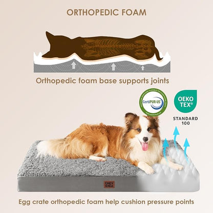 EHEYCIGA Orthopedic Dog Bed Extra Large with Removable Washable Cover, 41IN | Egg Crate Foam Support, Durable Oxford fabric, Non-Slip Bottom, Machine Washable, Soft Waterproof Plush Pet Bed Mat For Crate