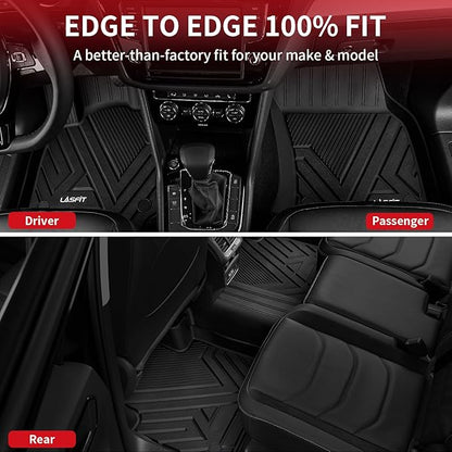 LASFIT Floor Mats Fit for Volkswagen VW Tiguan 2024 2023 2022 2021 2020 2019 2018 All Models, Custom Fit TPE All Weather Waterproof Anti-Slip Floor Liners 1st & 2nd Row Car Mats, Black