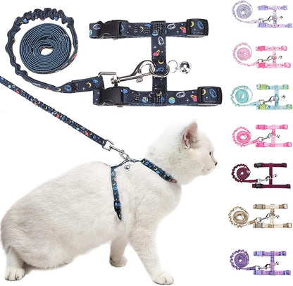 BEAUTYZOO Cat Harness and Leash Set Escape Proof for Walking, Kitten Soft Adjustable Vest Harnesses for Small Medium Large Cats, Easy Control Breathable Plaid Ribbon Nylon for Outdoor Indoor Use