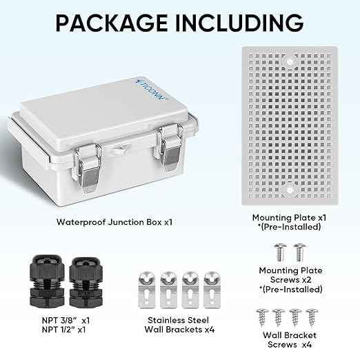 TICONN Waterproof Electrical Junction Box IP67 ABS Plastic Enclosure