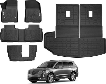 Floor Mats for 2020-2025 2026 Cadillac XT6 7 Seats Floor Mats & Trunk Mat & Backrest Mats All Weather for Cadillac XT6 Accessories Guard Odorless Anti-Slip Floor Liner