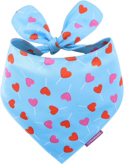 LunaMarie - Luxury Pet Birthday Bandanas -Premium & Silky Poly Fabric | 100% Handmade | Custom Shape Dual Layered (LoviePop, X-Small)
