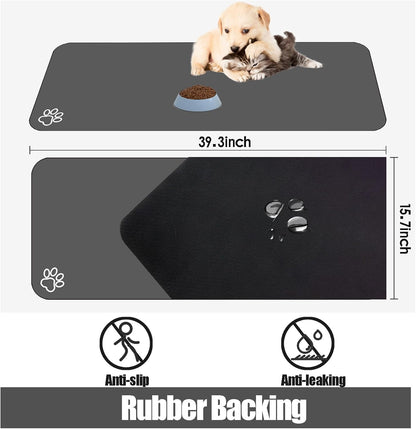 Large Pet Feeding Mat, Absorbent Quick Dry Dog Mat for Food and Water Bowl, Non Skid Cat Bowl Mat, No Stains for Pet Water Dispenser Pet Supplies for Messy Drinkers
