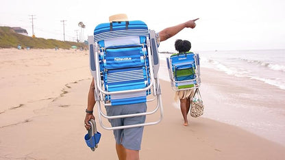 Homevative Backpack Fold-Up Beach Chair, 5 Positions, Towel bar, Cooler, Storage Pouch, Cup Holder and Phone Pocket
