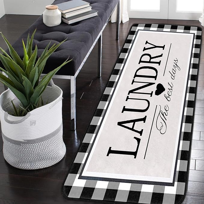 Farmhouse Laundry Room Rug Runner 24"X72" Kitchen Mat Washable Entryway Rugs Soft Non Slip Laundry Carpets Comfort Standing Desk Mats,Carpet for Sink,Office,Laundry Room Decor Accessories