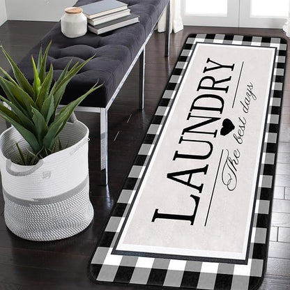 Farmhouse Laundry Room Rug Runner 24"X72" Kitchen Mat Washable Entryway Rugs Soft Non Slip Laundry Carpets Comfort Standing Desk Mats,Carpet for Sink,Office,Laundry Room Decor Accessories