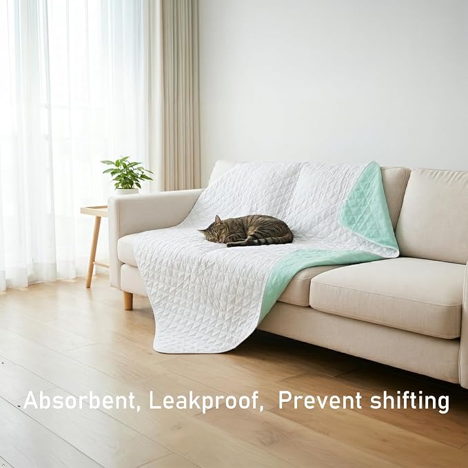 Washable Waterproof Bed Pads, Extra Absorbent 34”x52” (2 Pack | Anti Slip, Mattress and Furniture Protectors, Breathable, reusable underpads for Incontinence,Adults, Elderly, Kids, Pets