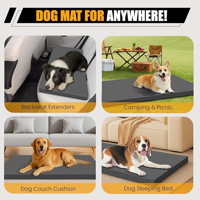 Dog Car Bed for Back Seat Cover with Supportive Foam, Small | Pet Mat Cushion for Car Backseat Extender with Removable Cover, Common Size for Sedan, SUV & Truck, Easy Clean