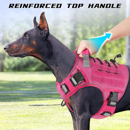 WINGOIN Pink Tactical Dog Harness for Small Dogs,No Pull Dog Harness | Heavy Duty with Handle,Adjustable Reflective,Military K9 Body Pet Vest,for French Bull Pugdog,for Walking Training Running