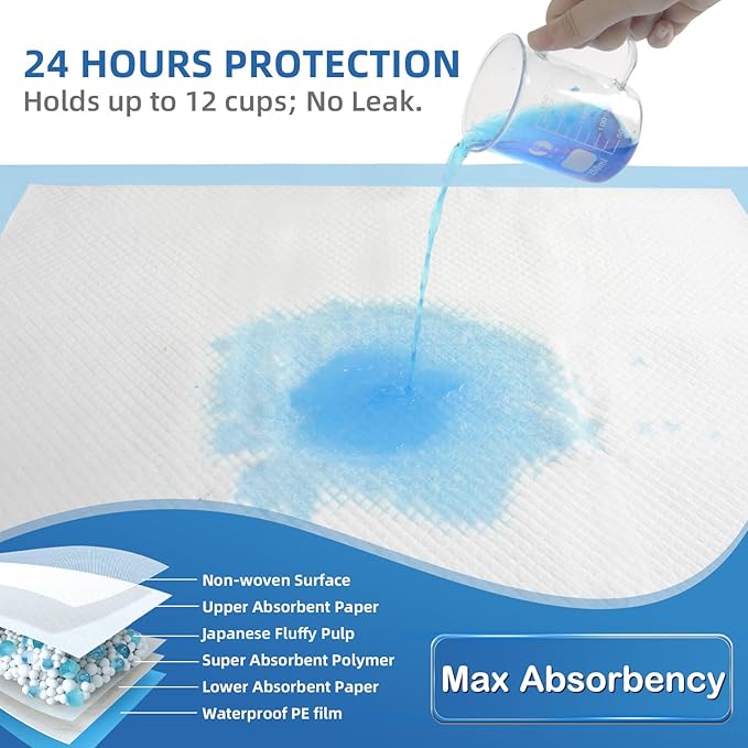 SOFYFINE 100 Count Disposable Bed Pads with Adhesive Strip 30"x36" | Thicken Elderly Adults Incontinence Underpads,Heavy Duty Absorbent Chucks Waterproof,XL Extra Large Puppy Pee Training Pad