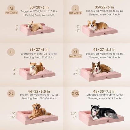 EHEYCIGA Orthopedic Dog Bed Medium Size Dogs, Memory Foam Dog Bed with Washable Removable Cover, Waterproof Pet Sofa Couch for Crate with Nonskid Bottom, 30x20x6, Pink | Small Dog Sofa with Washable Removable Cover, Waterproof Pet Couch for Crate with ...