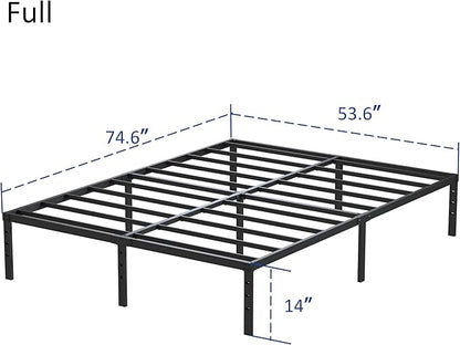 14 Inch Full Size Bed Frame No Box Spring Needed, Heavy Duty Metal Platform Bed Frame Full Support Up to 3000 lbs, Easy Assembly, Noise Free, Black