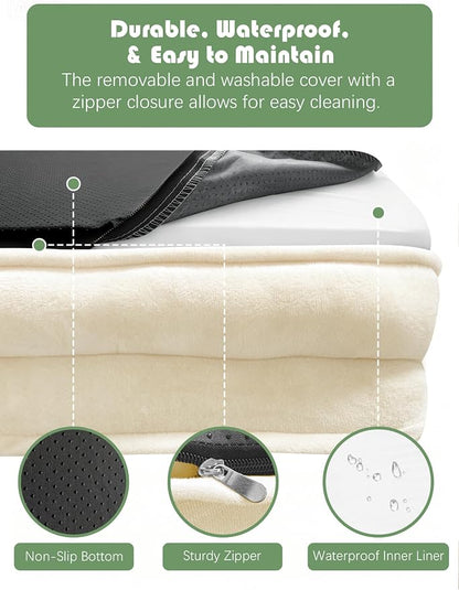 Spotted Play Orthopedic Dog Bed with Sides - Sofa Beds for Medium Dogs, Supportive Foam Pet Couch Bed with Washable Removable Cover, Waterproof Lining and Non-Slip Bottom, Ivory - M