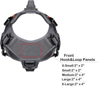 ICEFANG No Pull Tactical Dog Harness for X-Large Dogs,Adjustable Dog Vest | Control Handle,MOLLE Panel,Front Hook,3 Leash Clips,Soft Padded,for walking training,Grey,X-Large