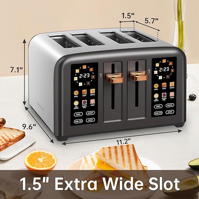 SEEDEEM Toaster 4 Slice, Stainless Steel, Touch Screen