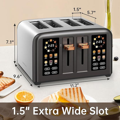 SEEDEEM Toaster 4 Slice, Stainless Steel, Touch Screen