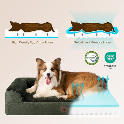 EHEYCIGA XXL Dog Bed Memory Foam, Orthopedic Giant Dog Bed Jumbo with Washable Removable Cover, Waterproof Pet Sofa Couch with Nonskid Bottom, 48x35x7.5, Dark Green | Washable Removable Cover, Waterproof Flat Pet Sofa Couch with Nonskid Bottom, 48x35x7.5