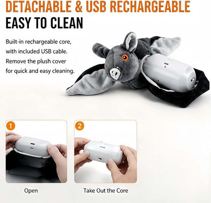 Flying Bat Toy for Dogs & Cats, Flapping Wings Interactive Pet Toy，1 | Flapping bat toy with chirping engages cats and dogs, mimics real flying motion. Cute interactive pet teaser