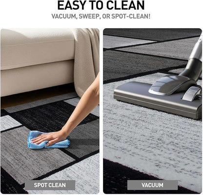 Rugshop Contemporary Modern Boxes for Home Office,Living Room,Bedroom,Kitchen Non-Shedding Area Rug 7' 10" X 10' 2" Gray