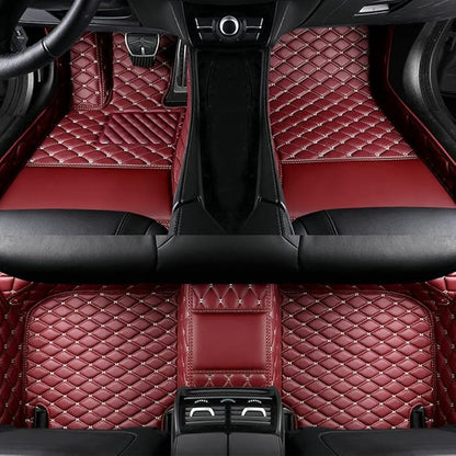 TAHALI Custom Colors Car Floor Mats Black Pink for 99.9% Sedan SUV Sports， All-Weather Liners Car Floor mat，Luxury Leather Automotive Floor Mats (Wine Red,3D Floor Mats)